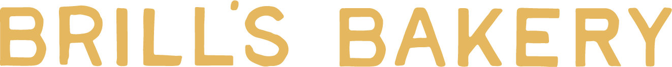 Brill's Bakery wordmark, hand-lettered in gold